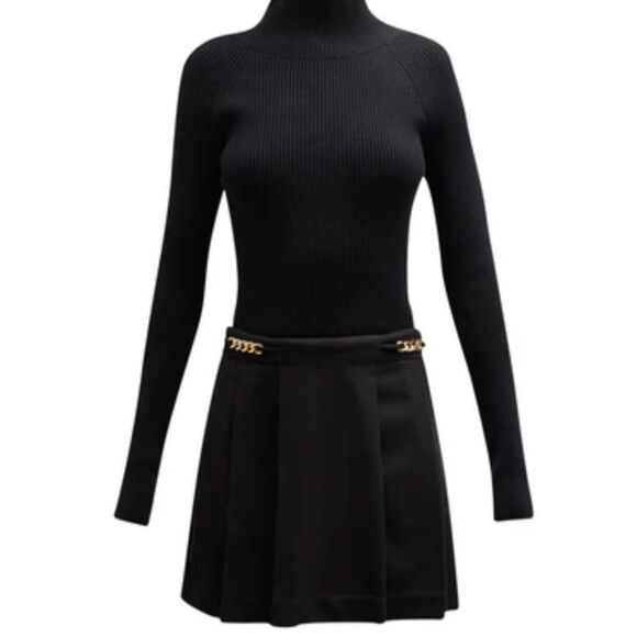 Derek Lam Dresses & Skirts - Derek Lam Black Filomena Knit Pleat Mini Dress